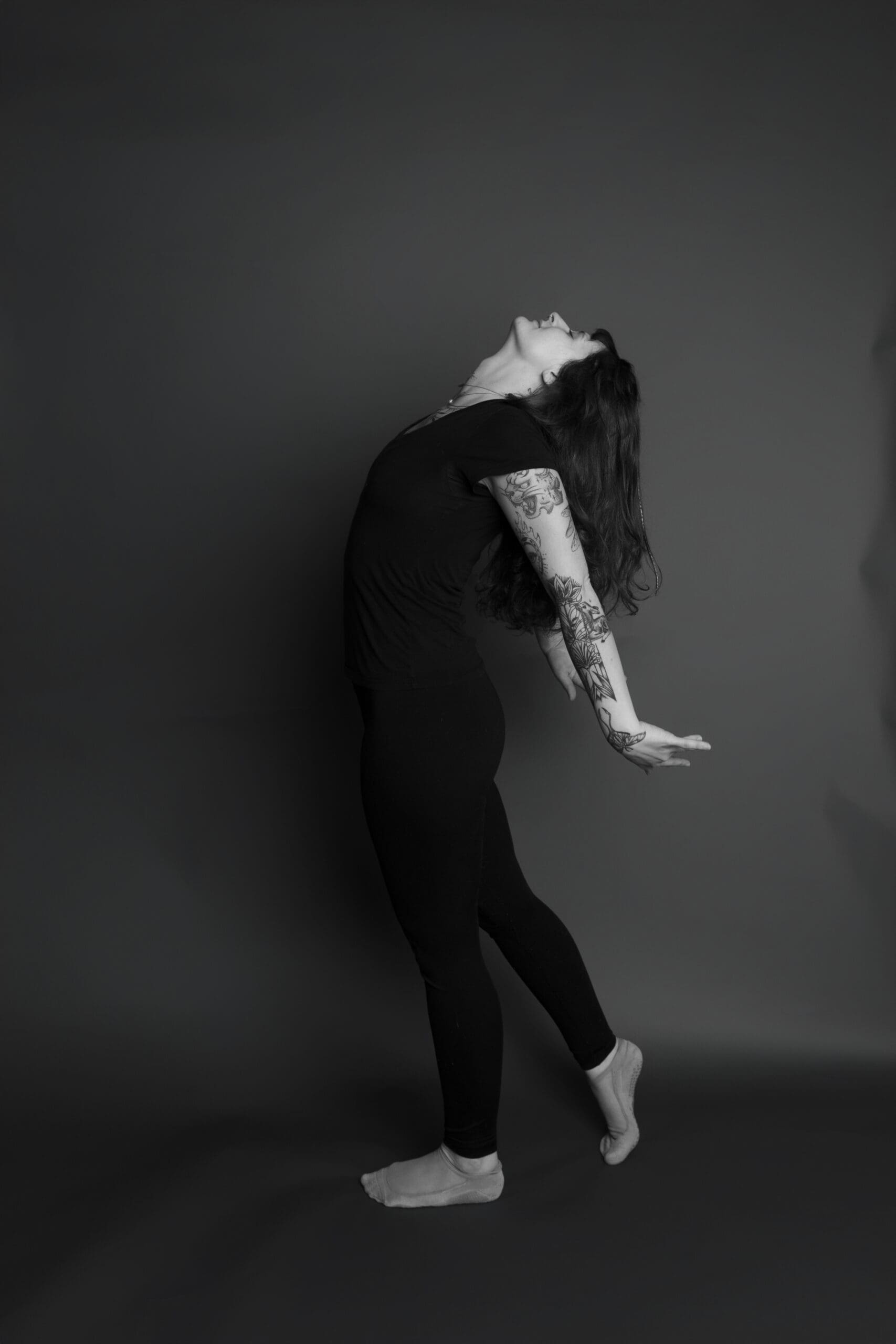 Black and white soulful image from a portrait session focused on authentic presence.